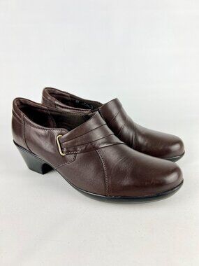 Clarks Womens Ingalls Divine Ankle Bootie Shootie Loafer Brown Leather size 9